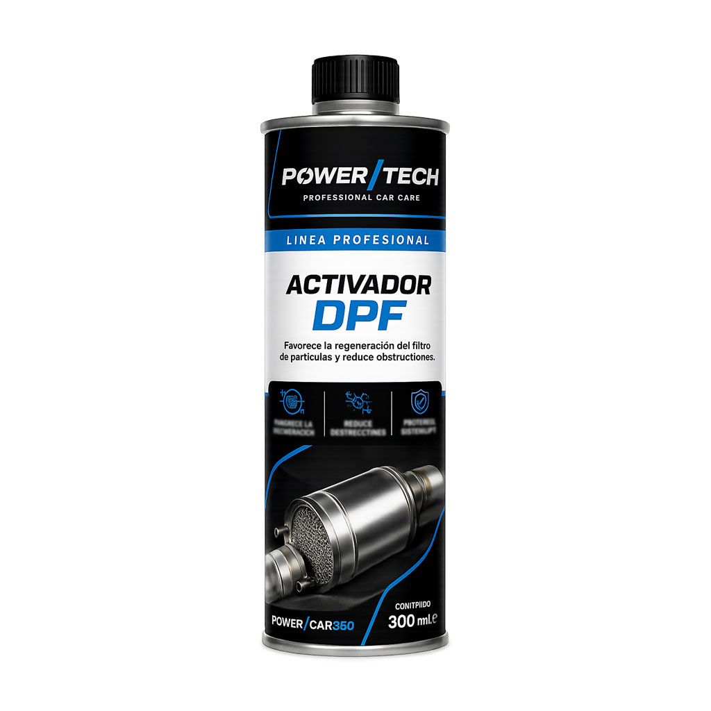 Aditivo PowerTech Activador DPF 300 ml para favorecer la regeneración del filtro de partículas diésel y reducir obstrucciones.