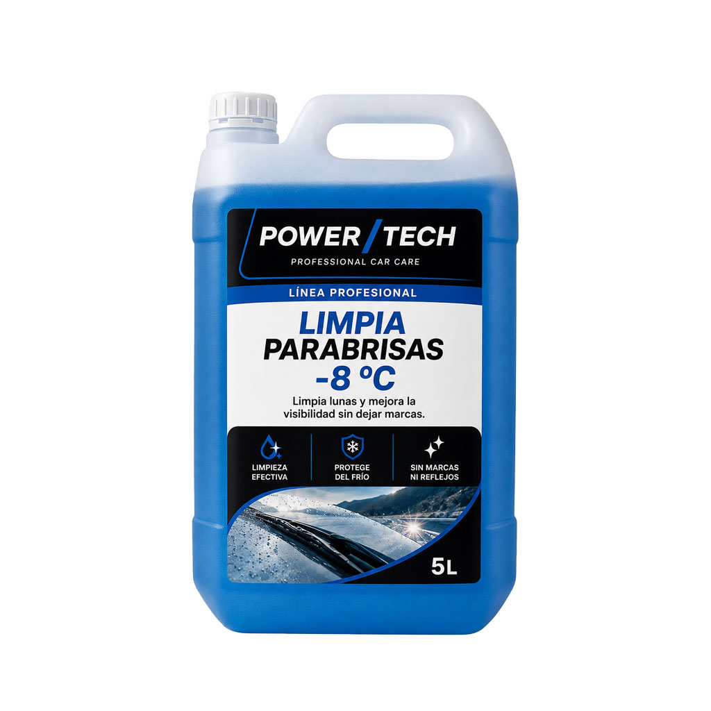 Garrafa de 5 litros PowerTech Limpiaparabrisas -8 °C para limpiar lunas y proteger el sistema limpiaparabrisas.