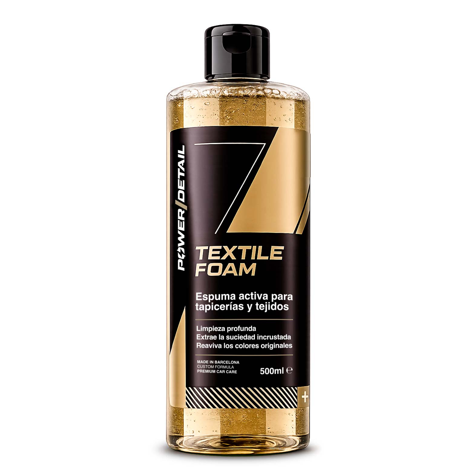 PowerDetail Textile Foam 500 ml, espuma activa para tapicerías, tejidos y alfombrillas.