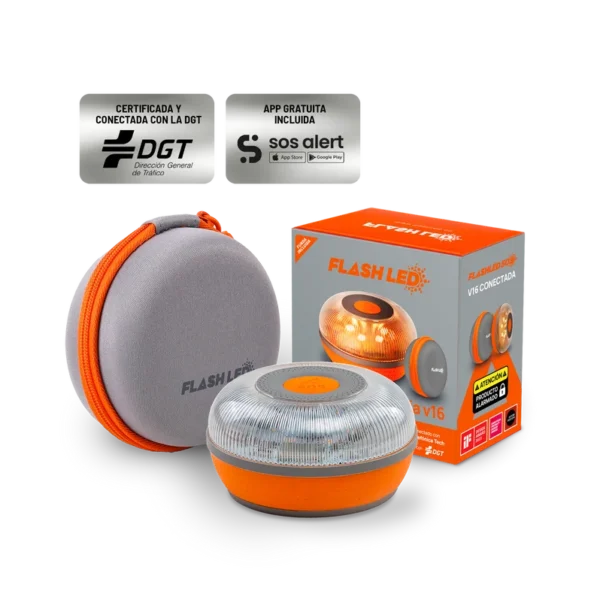 Baliza V16 FlashLED Conectada DGT 3.0 con Funda Protectora Gris