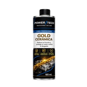 Aditivo PowerTech Gold Cerámica 185 ml con partículas cerámicas para reducir la fricción y proteger el motor contra el desgaste.
