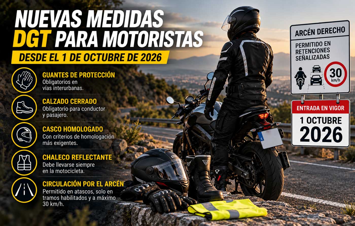 Motorista circulando en carretera con equipamiento de protección
