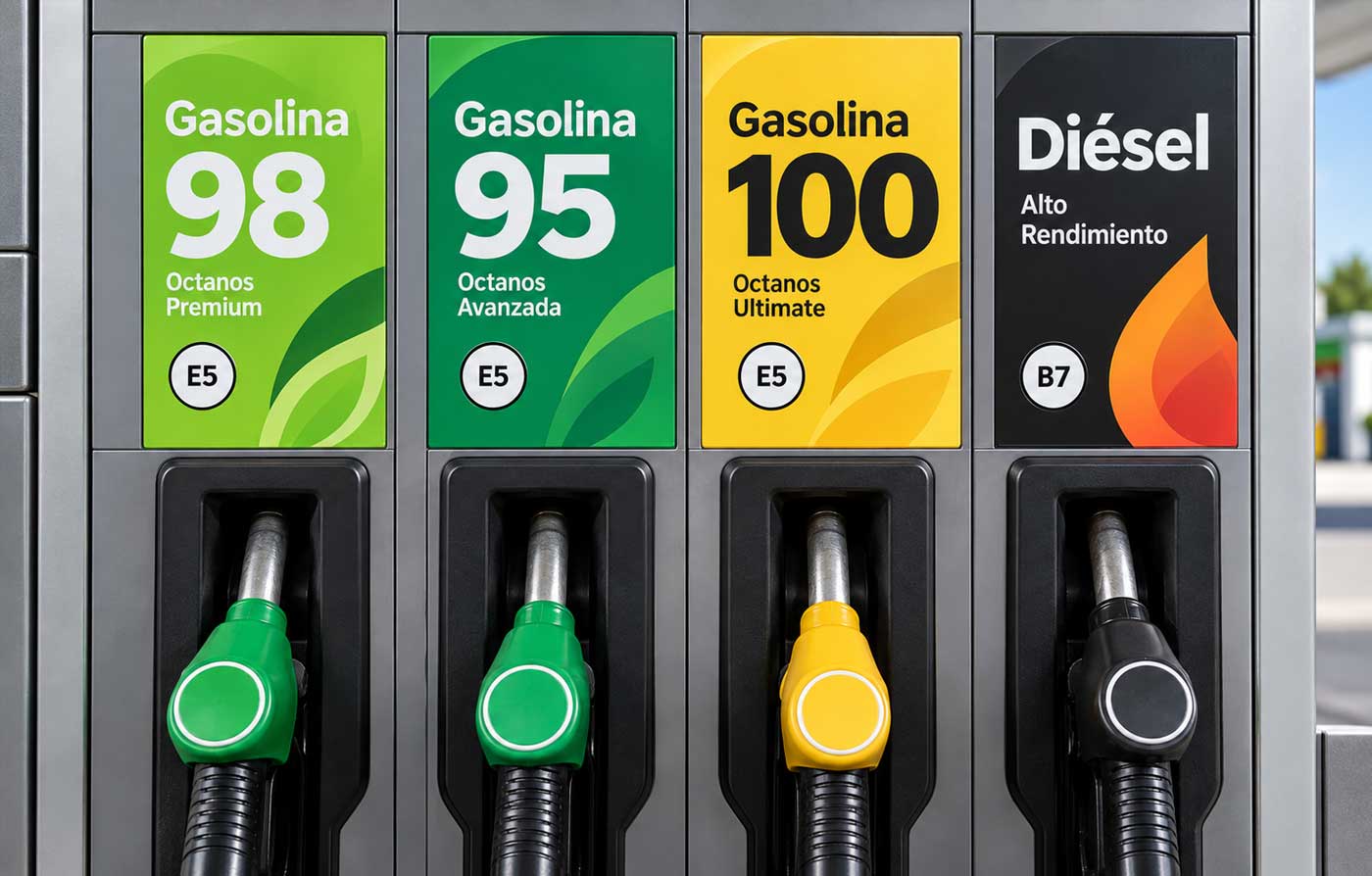 Gasolinera con precios de combustible para comparar gasolina y diésel