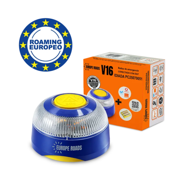 Baliza V16 con Roaming Europeo Europe Roads Homologada DGT 3.0